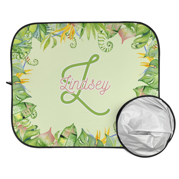 Tropical Leaves Border Car Sun Shades - FOLDED & UNFOLDED