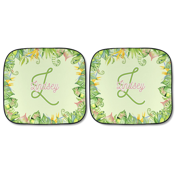 Tropical Leaves Border Car Sun Shades - FRONT