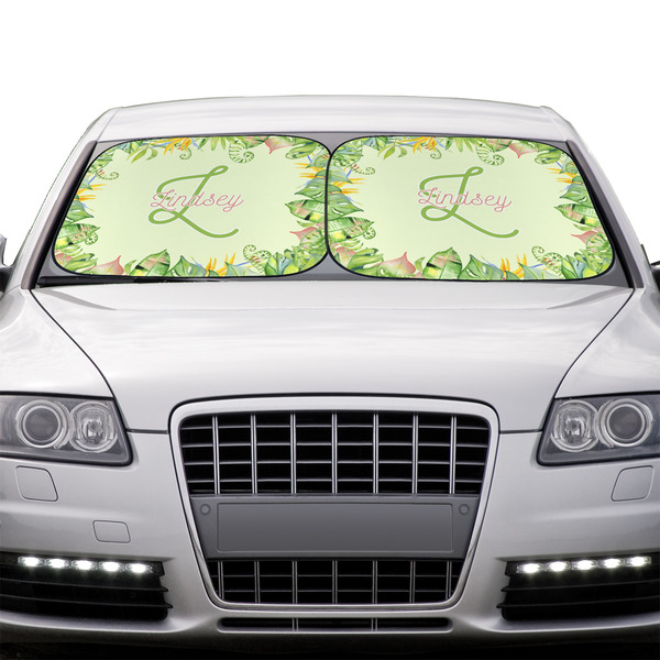 Tropical Leaves Border Car Sun Shades - IN CONTEXT