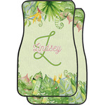 Tropical Leaves Border Car Floor Mats (Front Seat) (Personalized)