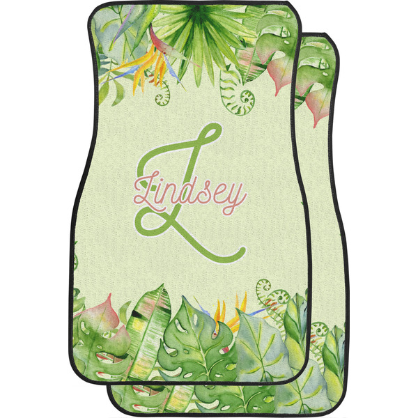 Custom Tropical Leaves Border Car Floor Mats (Front Seat) (Personalized)