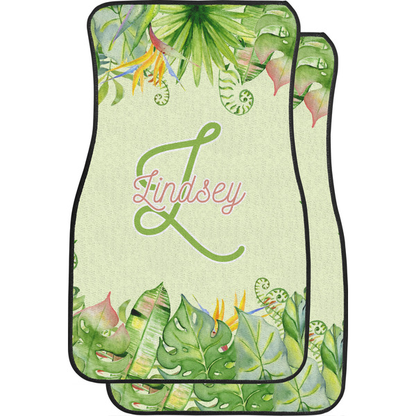 Custom Tropical Leaves Border Car Floor Mats (Personalized)