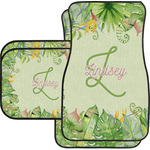 Tropical Leaves Border Car Floor Mats Set - 2 Front & 2 Back (Personalized)