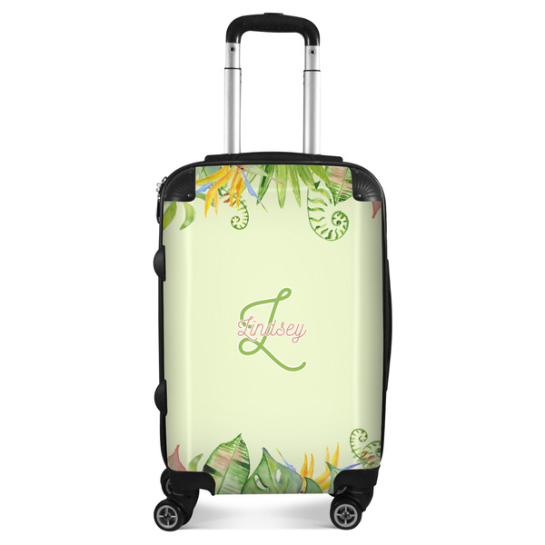 Custom Tropical Leaves Border Suitcase - 20" Carry On (Personalized)