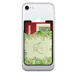 Tropical Leaves Border 2-in-1 Cell Phone Credit Card Holder & Screen Cleaner (Personalized)