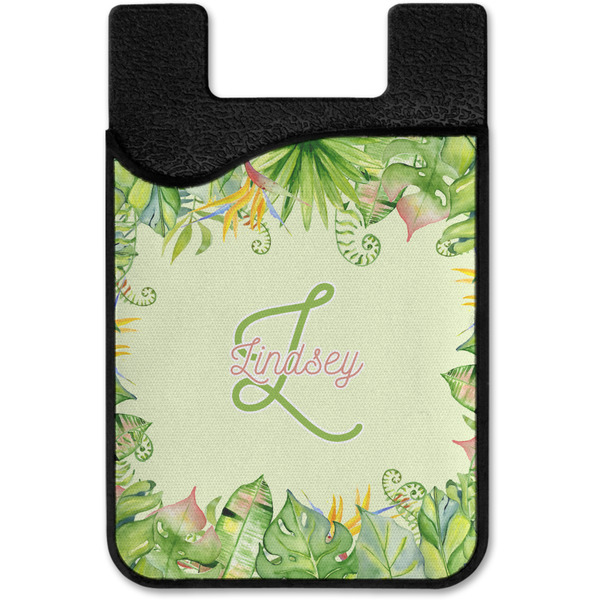 Tropical Leaves Border Cell Phone Credit Card Holder