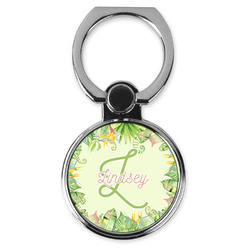 Tropical Leaves Border Cell Phone Ring Stand & Holder (Personalized)