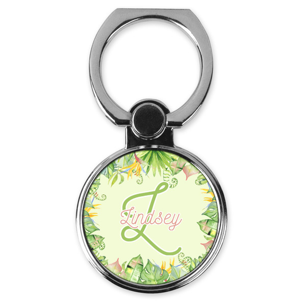 Custom Tropical Leaves Border Cell Phone Ring Stand & Holder (Personalized)