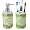 Tropical Leaves Border Ceramic Bathroom Accessories Set (Personalized)