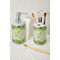 Tropical Leaves Border Ceramic Bathroom Accessories - LIFESTYLE (toothbrush holder & soap dispenser)