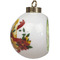 Tropical Leaves Border Ceramic Christmas Ornament - Poinsettias (Side View)