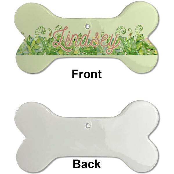 Tropical Leaves Border Ceramic Flat Ornament - Bone Front & Back Single Print (APPROVAL)