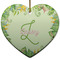 Tropical Leaves Border Heart Ceramic Ornament w/ Name and Initial