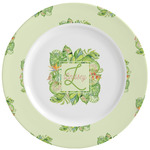 Tropical Leaves Border Ceramic Dinner Plates (Set of 4) (Personalized)