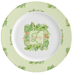Tropical Leaves Border Ceramic Dinner Plates (Set of 4) (Personalized)