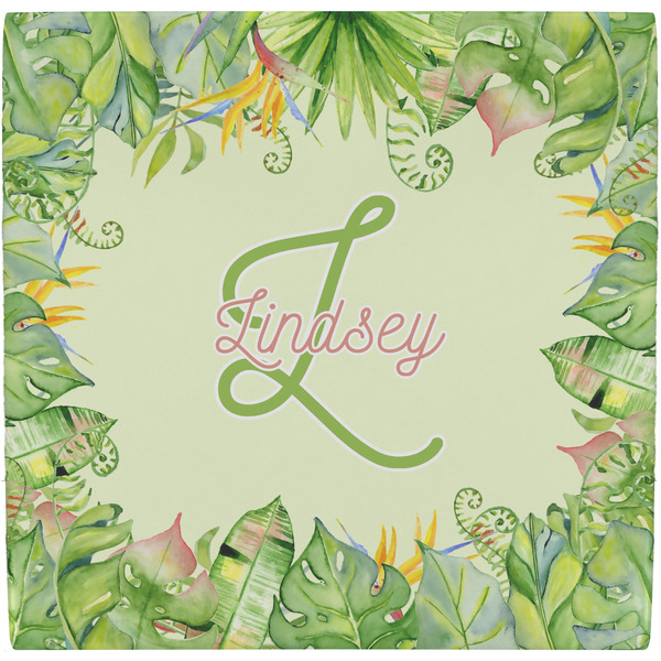 Custom Tropical Leaves Border Ceramic Tile Hot Pad (Personalized)