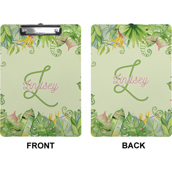 Tropical Leaves Border Clipboard (Letter) (Front + Back)