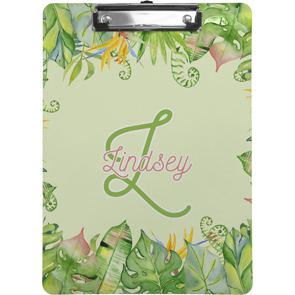 Custom Tropical Leaves Border Clipboard (Letter Size) (Personalized)