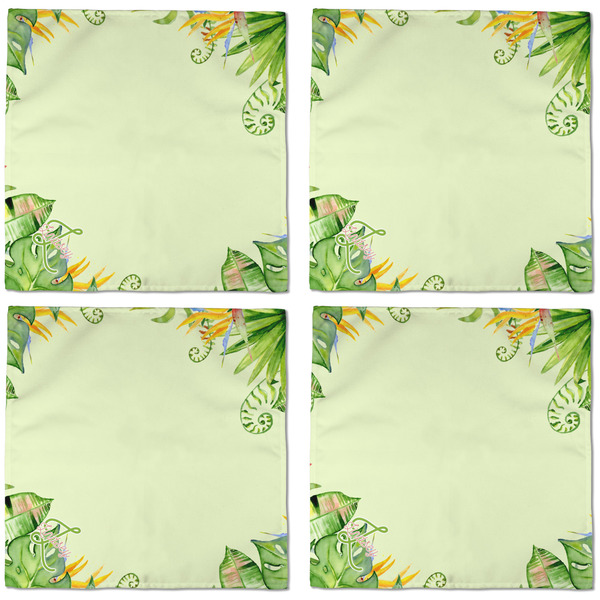 Tropical Leaves Border Cloth Napkins - Personalized Dinner (APPROVAL) Set of 4