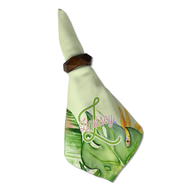 Tropical Leaves Border Cloth Napkins - Personalized Dinner (Folded in Ring) (MAIN)