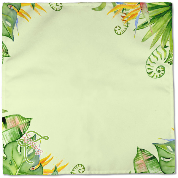 Tropical Leaves Border Cloth Napkins - Personalized Dinner (Full Open)