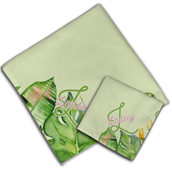 Tropical Leaves Border Cloth Napkins - Personalized Lunch & Dinner (PARENT MAIN)