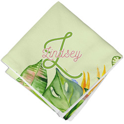 Tropical Leaves Border Cloth Napkin w/ Name and Initial