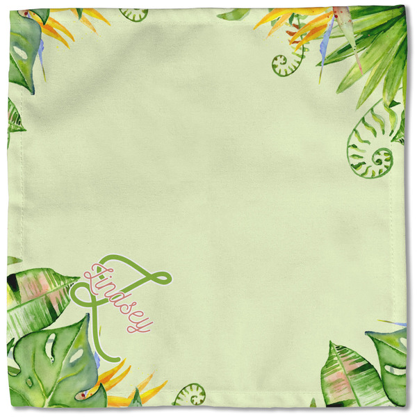 Tropical Leaves Border Cloth Napkins - Personalized Lunch (Single Full Open)
