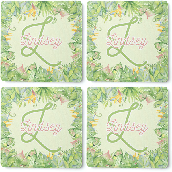 Tropical Leaves Border Coaster Rubber Back - Apvl
