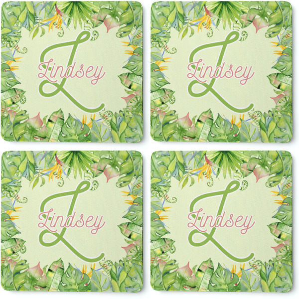 Tropical Leaves Border Coaster Rubber Back - Apvl