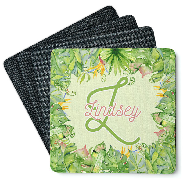 Tropical Leaves Border Coaster Rubber Back - Main