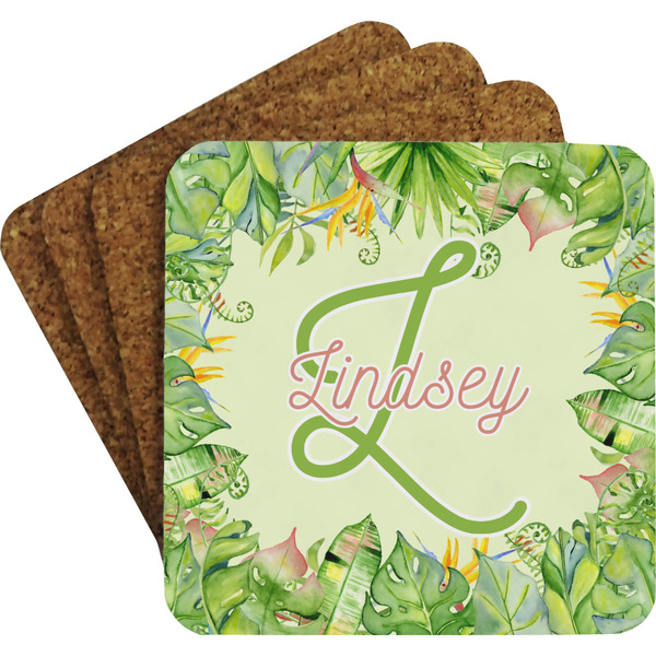 Tropical Leaves Border Coaster Set (Personalized)