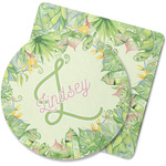 Tropical Leaves Border Rubber Backed Coaster (Personalized)