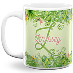 Tropical Leaves Border 11 Oz Coffee Mug - White (Personalized)