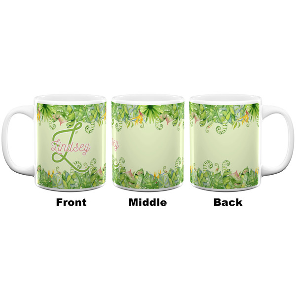 Tropical Leaves Border Coffee Mug - 11 oz - White APPROVAL