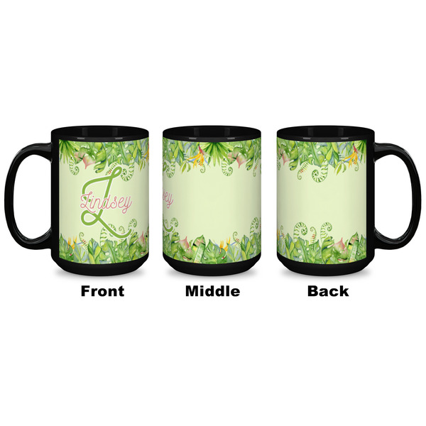 Tropical Leaves Border Coffee Mug - 15 oz - Black APPROVAL