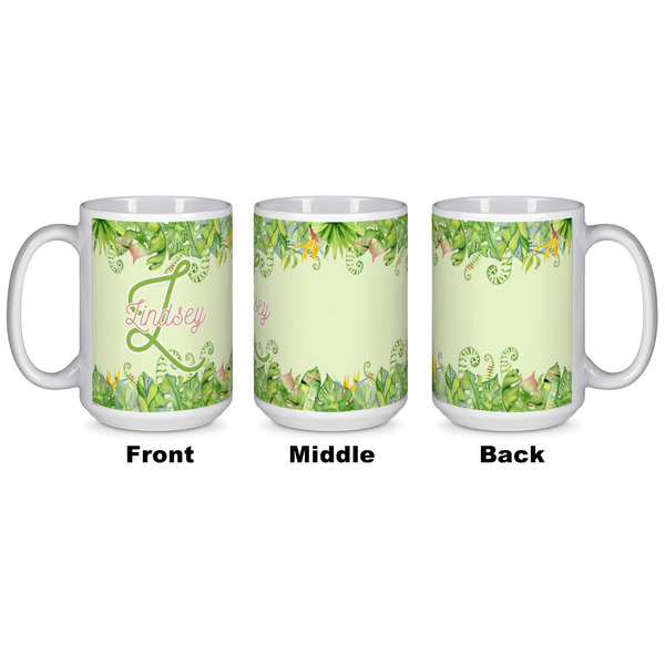 Tropical Leaves Border Coffee Mug - 15 oz - White APPROVAL