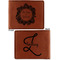 Tropical Leaves Border Cognac Leatherette Bifold Wallets - Front and Back