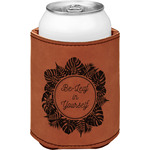 Tropical Leaves Border Leatherette Can Sleeve - Double Sided (Personalized)