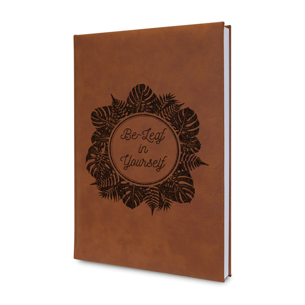 Custom Tropical Leaves Border Leatherette Journal - Double Sided (Personalized)
