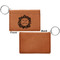 Tropical Leaves Border Cognac Leatherette Keychain ID Holders - Front Apvl