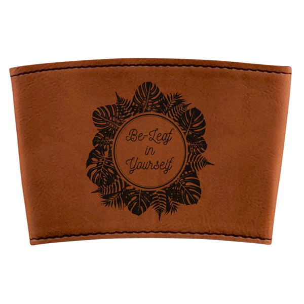 Custom Tropical Leaves Border Leatherette Cup Sleeve (Personalized)