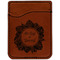 Tropical Leaves Border Cognac Leatherette Phone Wallet close up