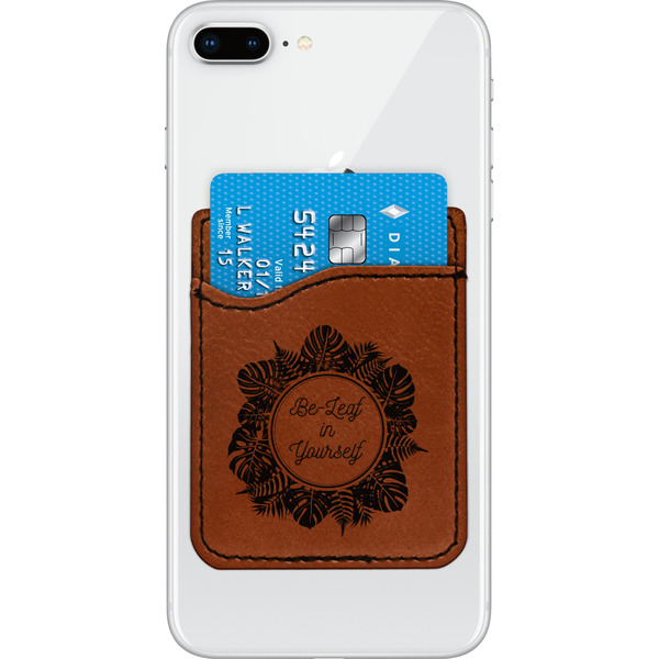 Custom Tropical Leaves Border Leatherette Phone Wallet (Personalized)