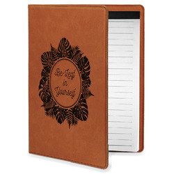 Tropical Leaves Border Leatherette Portfolio with Notepad - Small - Double Sided (Personalized)
