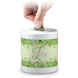 Tropical Leaves Border Coin Bank (Personalized)