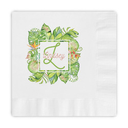 Tropical Leaves Border Embossed Decorative Napkins (Personalized)