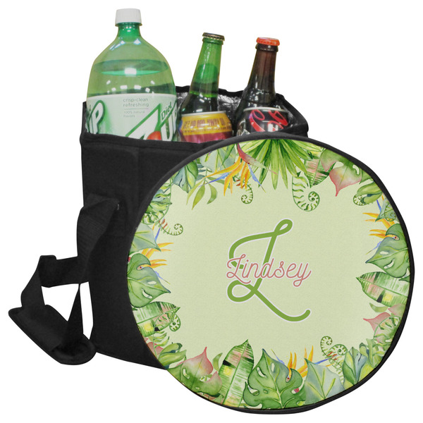 Custom Tropical Leaves Border Collapsible Cooler & Seat (Personalized)