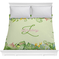Tropical Leaves Border Comforter - Full / Queen (Personalized)