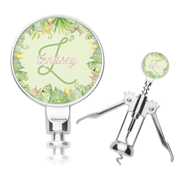 Custom Tropical Leaves Border Corkscrew (Personalized)